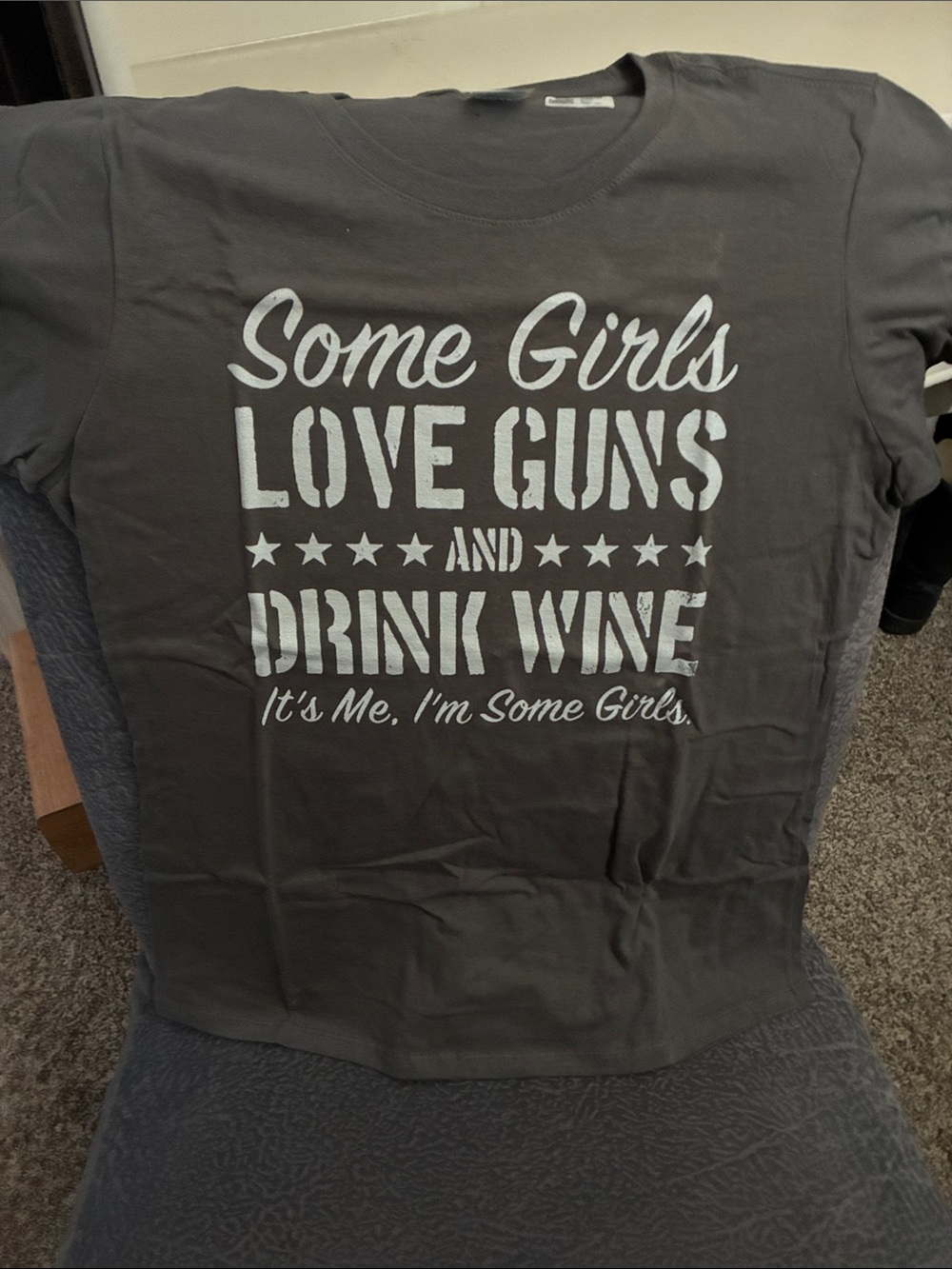 Some Girls Love Guns and Drink Wine Short Sleeve Graphic Tee - Charcoal